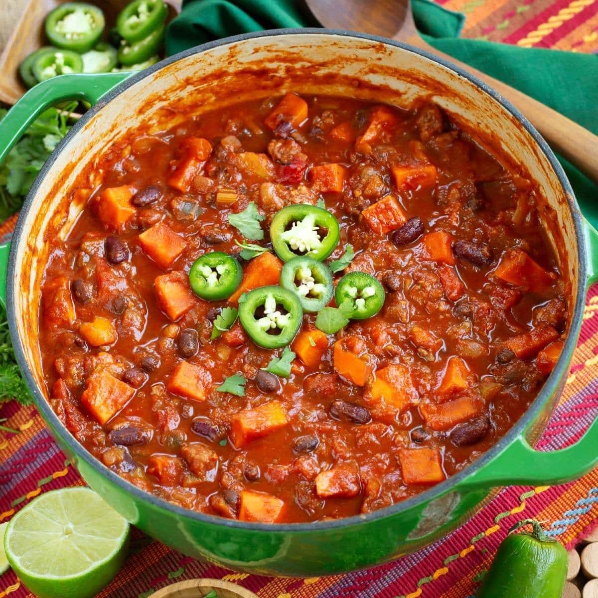 Sausage Sweet Potato Chili with Kidney Beans