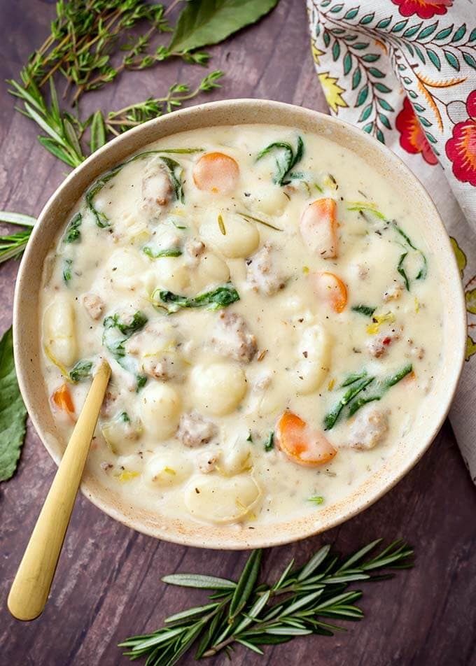 Creamy Sausage Gnocchi Soup in the Slow Cooker