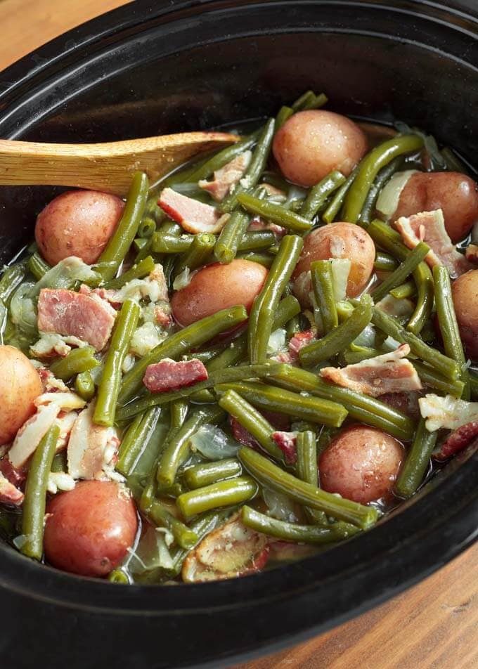 Green Beans with Bacon & Potatoes with Chicken Broth Low