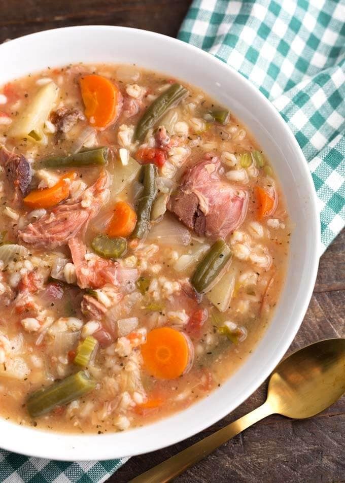 Ham Vegetable Barley Soup with Parmesan Cheese