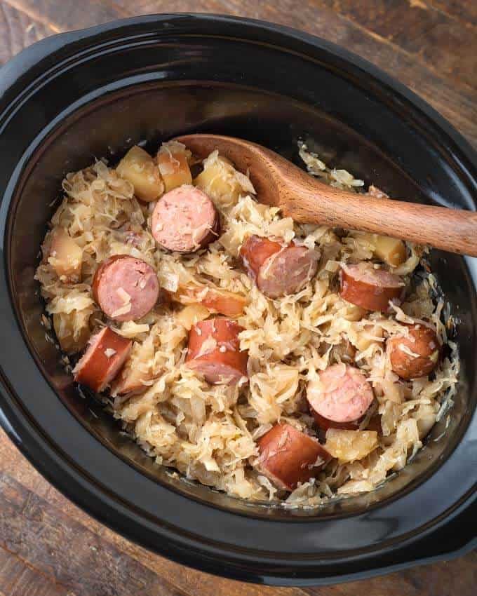 Sauerkraut and Kielbasa in the Slow Cooker