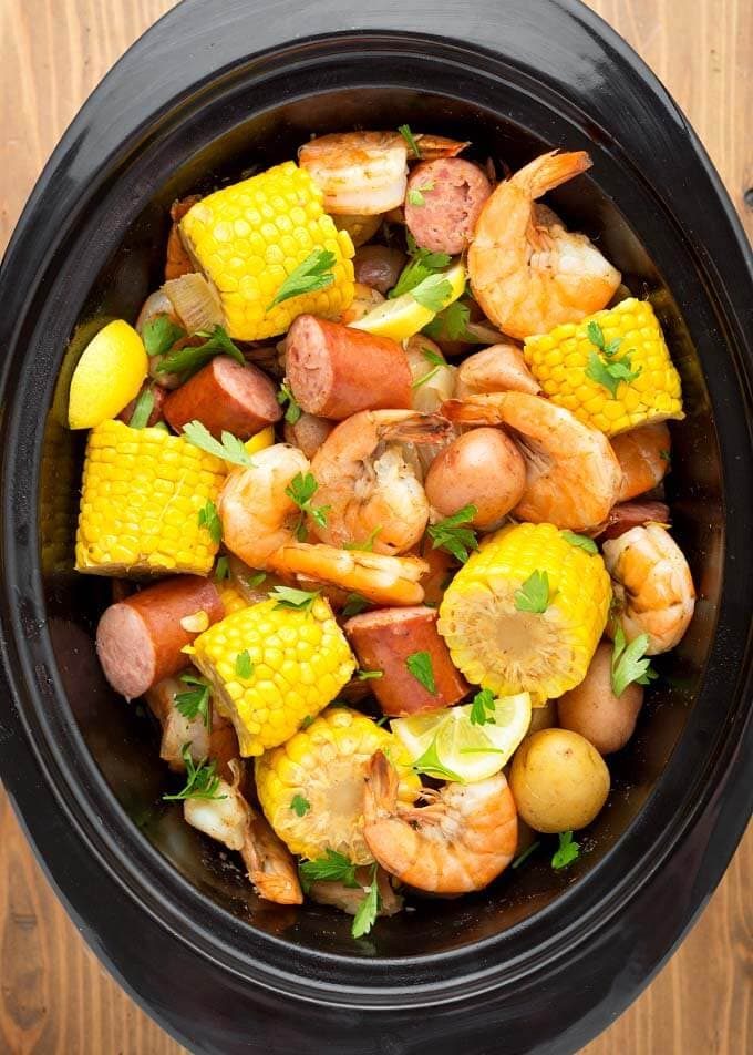 Shrimp Boil with Lemon Cut Half