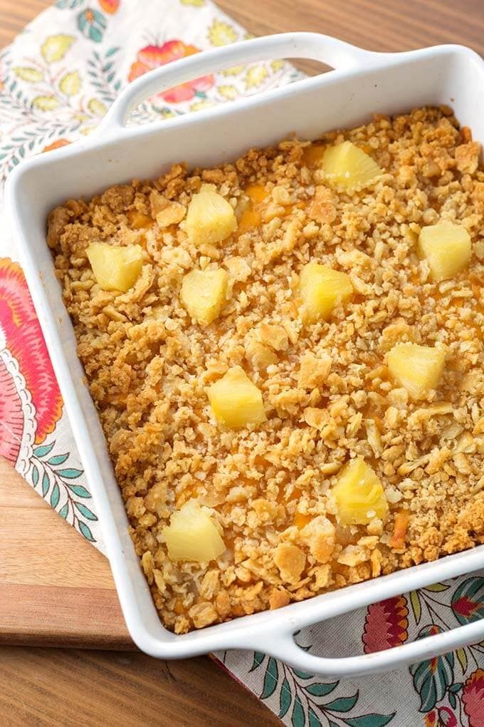 Southern Pineapple Casserole with Sleeve Butter Crackers