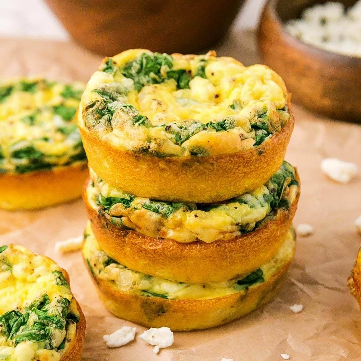 Spinach Feta Egg Muffins with Cottage Cheese