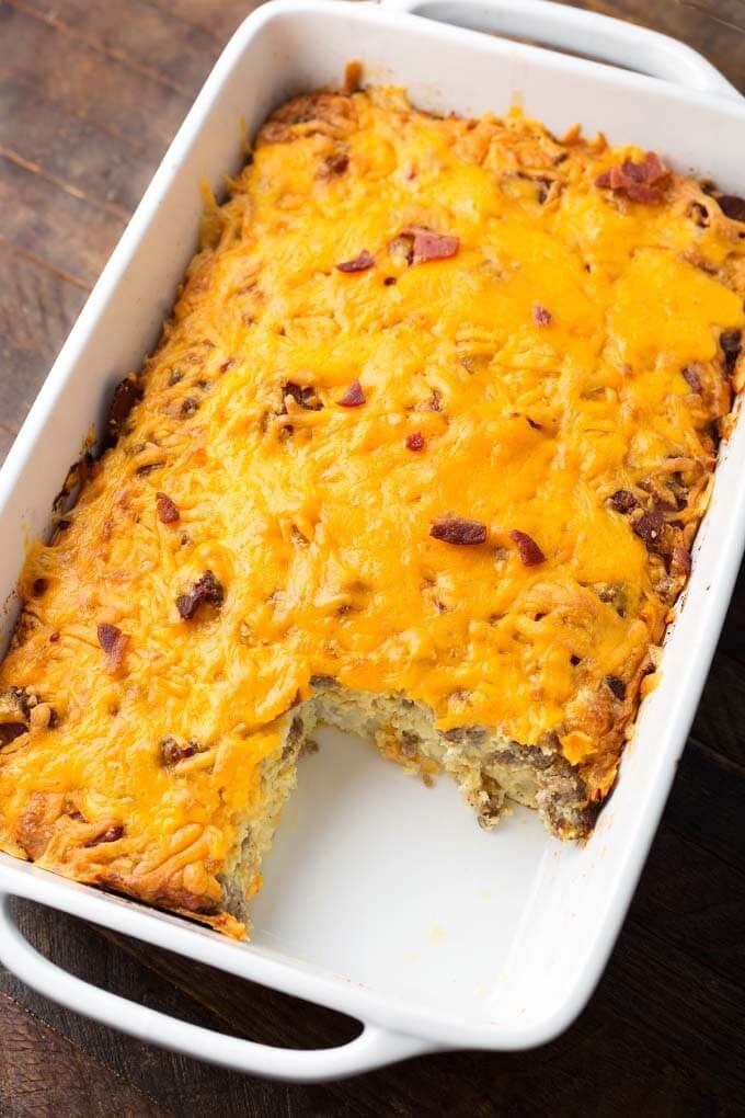 Tater Tot Breakfast Casserole with Hot Sauce
