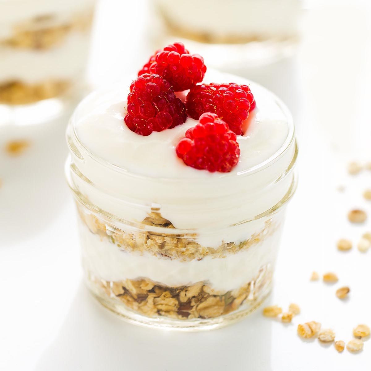 Yogurt Parfait with Berries Cut-up Fruit