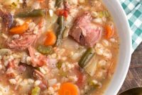 Hearty Slow Cooker Ham, Vegetable & Barley Soup