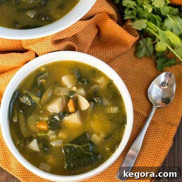 A top-down view of a steaming white bowl filled with delicious Instant Pot Low Carb Vegetable Soup, garnished beautifully.