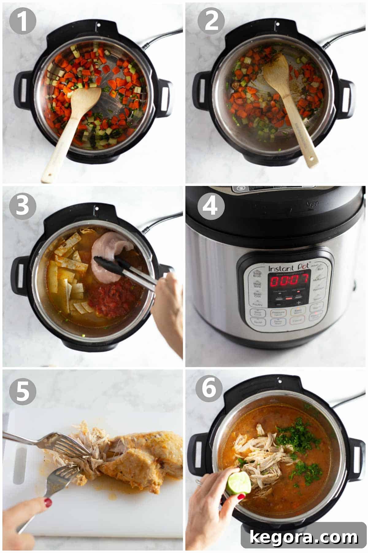 Instant Pot Chicken Tortilla Soup Recipe step-by-step instructions of how to make the soup recipe
