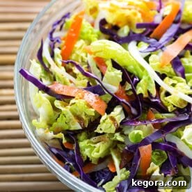 Vibrant Asian Crunch Salad 4 Bowl of Fresh Asian Slaw on a bamboo mat