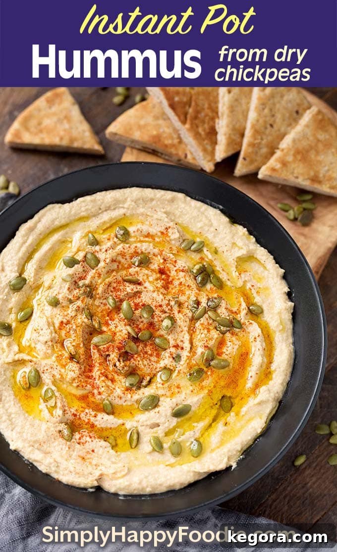 Instant Pot Hummus, garnished and ready to serve