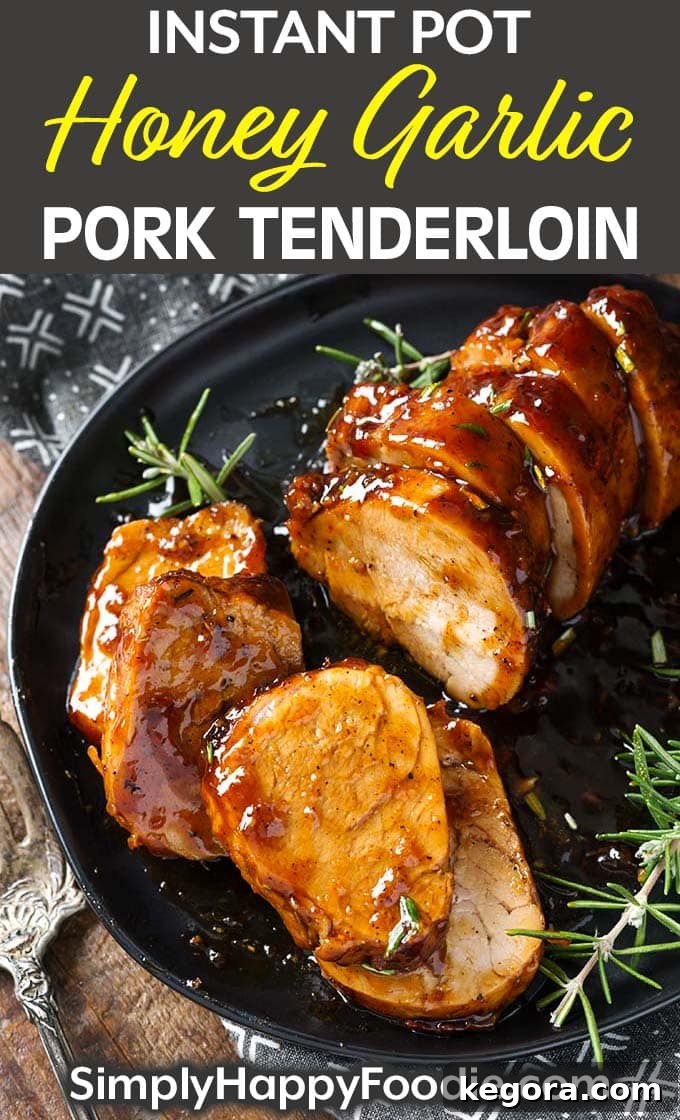 Instant Pot Honey Garlic Pork Tenderloin, close-up with delicious glaze