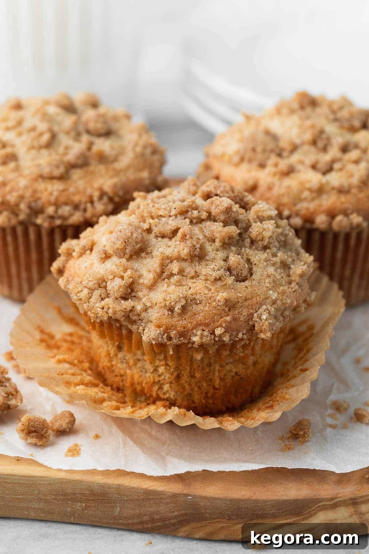 Baked apple muffins on the counter
