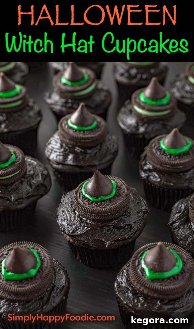 Halloween Witch Hat Cupcakes, another angle for social sharing