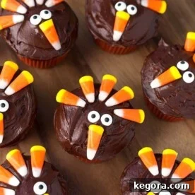 Several Candy Corn Turkey Thanksgiving Cupcakes