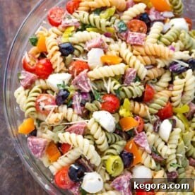 Italian Pasta Salad in a glass bowl