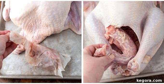 removing giblets and neck from turkey