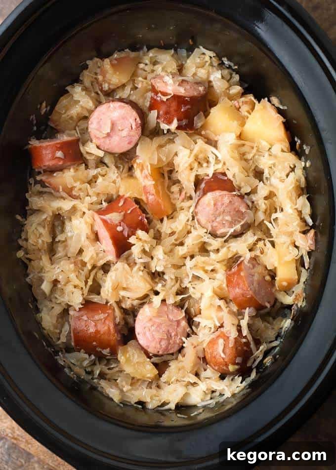 Sauerkraut and Kielbasa in slow cooker