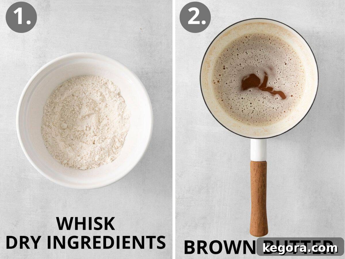Ultimate Gluten-Free Chocolate Chip Cookies 5 Step-by-step image showing dry ingredients being whisked together for gluten-free chocolate chip cookies.