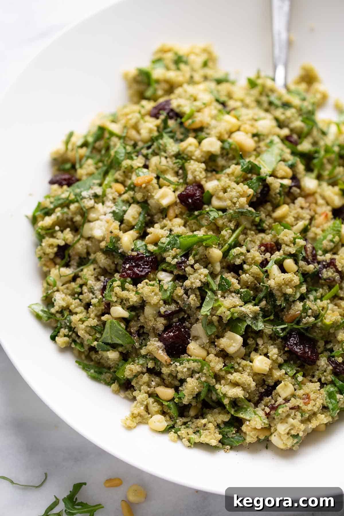 Delicious and Nutritious Quinoa Salad for Any Occasion A large, vibrant bowl of quinoa salad, beautifully plated and ready to serve, showcasing all its fresh ingredients.