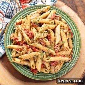 Instant Pot Pesto Pasta on green plate