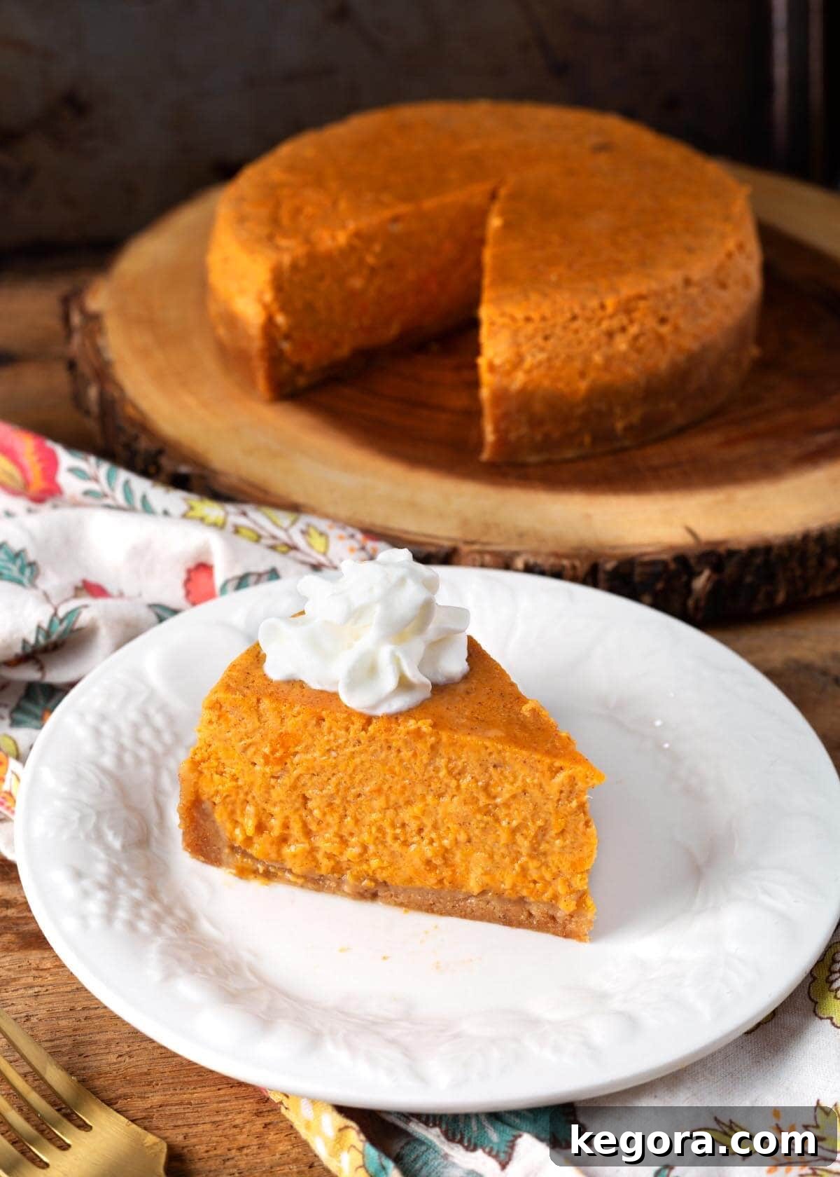 Effortless Instant Pot Sweet Potato Pie 2 Instant Pot Sweet Potato Pie slice on a white plate, ready to be enjoyed.