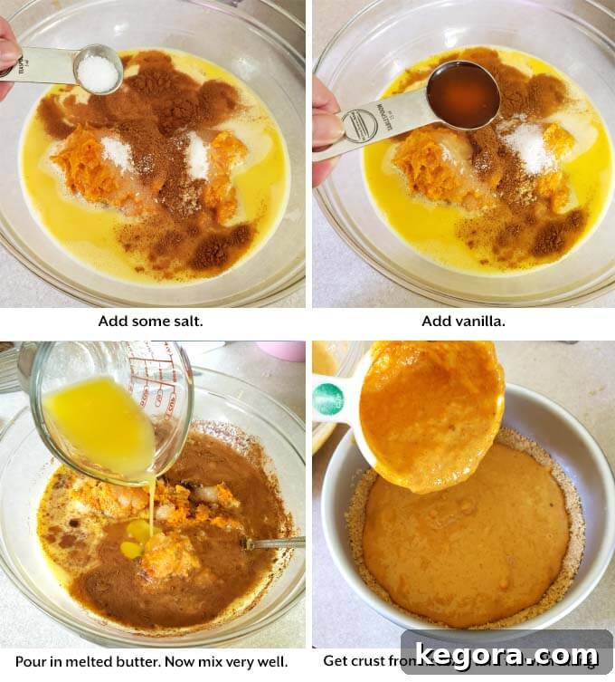 Effortless Instant Pot Sweet Potato Pie 8 Mixing all ingredients for the sweet potato pie filling.