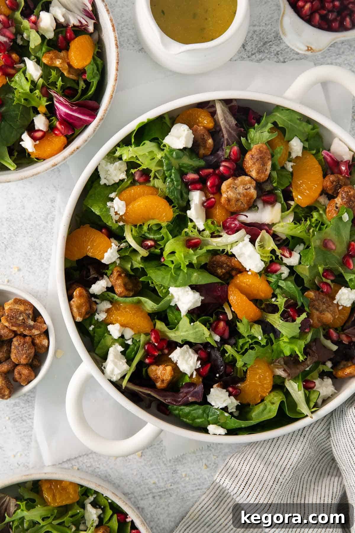 Autumn Harvest Green Salad 6 Thanksgiving green salad in a large bowl, ready to be served