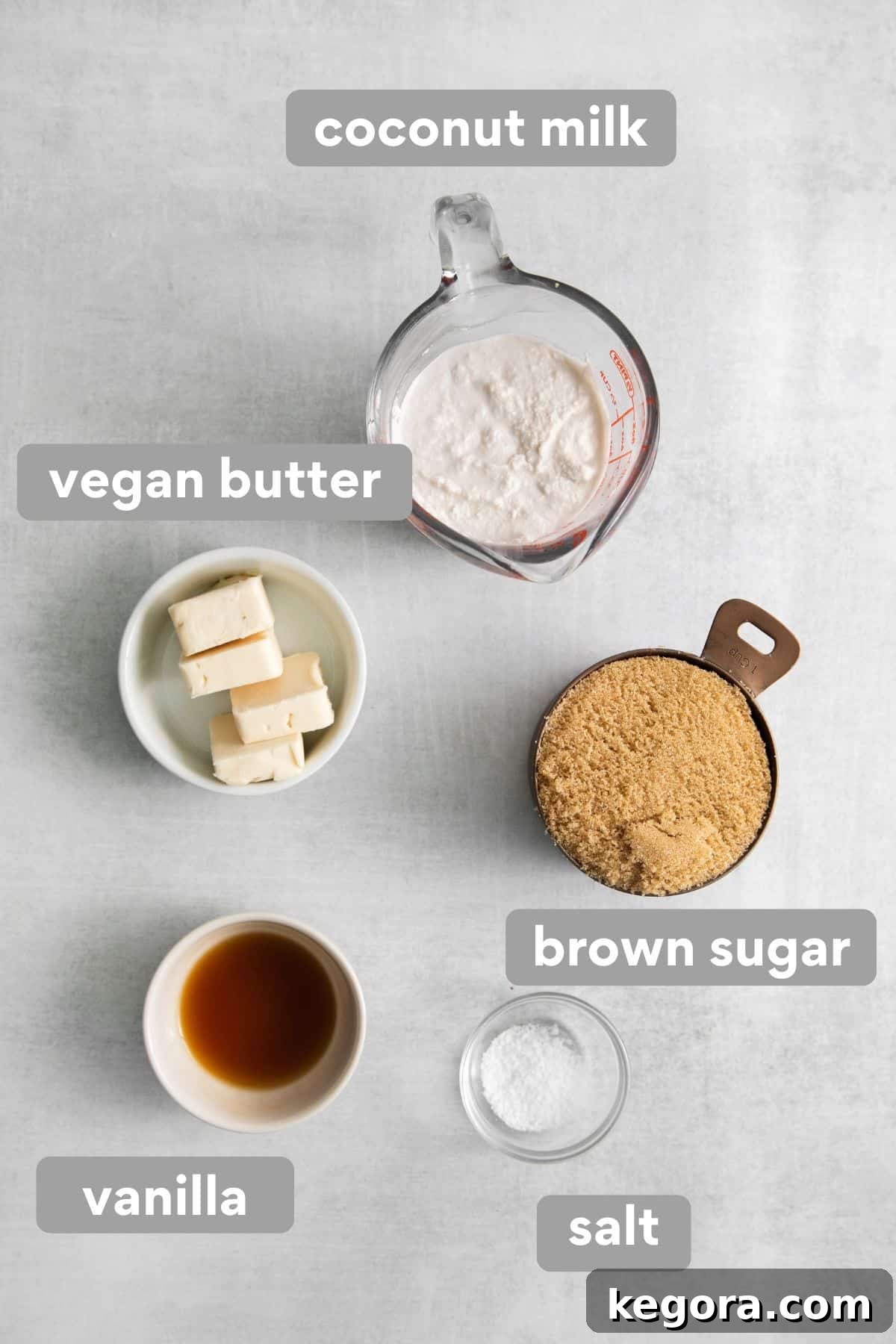Caramel ingredients on a counter top