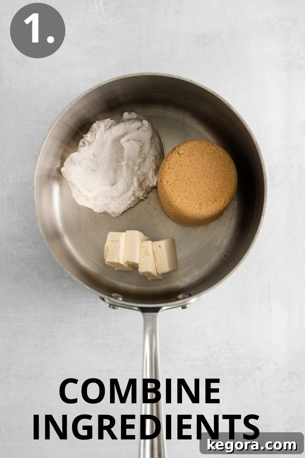 Caramel ingredients combined in a sauce pan