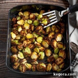 Air Fryer Brussels Sprouts in the air fryer basket