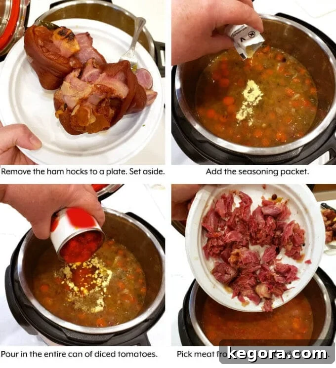 Hearty Instant Pot 15 Bean Soup 5 Bean Soup adding ingredients