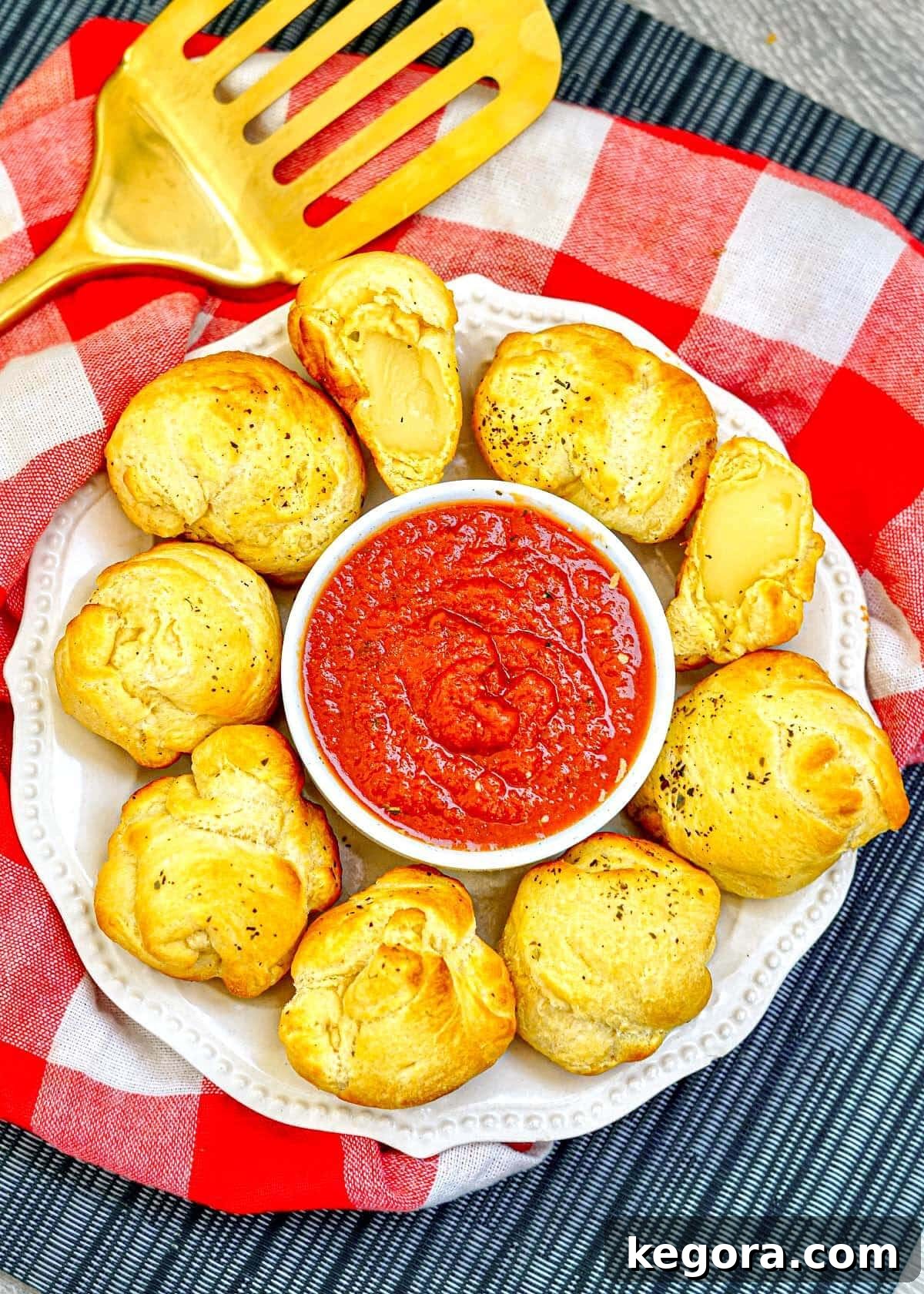 Air Fryer Mozzarella Balls served on a white platter, ready to eat