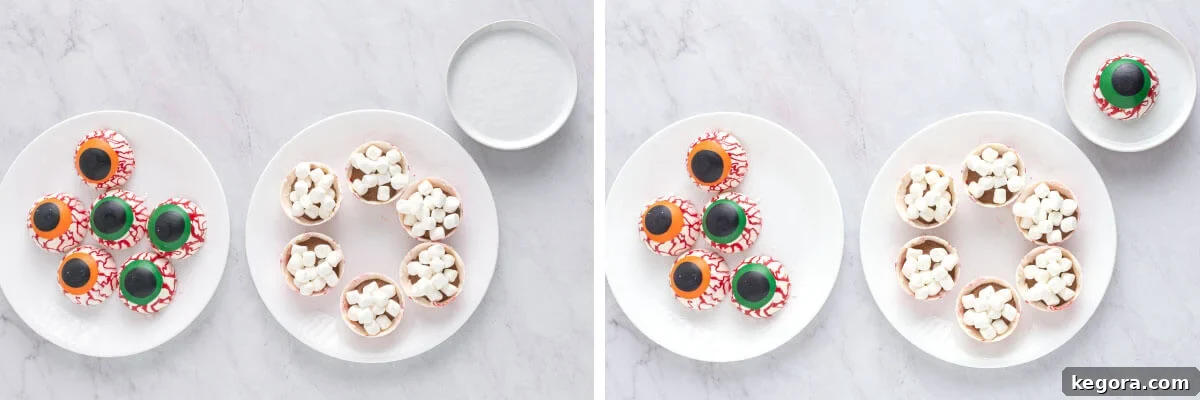 Ghoulish Gaze Hot Cocoa Bombs 10 collage for assembling Halloween Eyeball Hot Cocoa Bombs