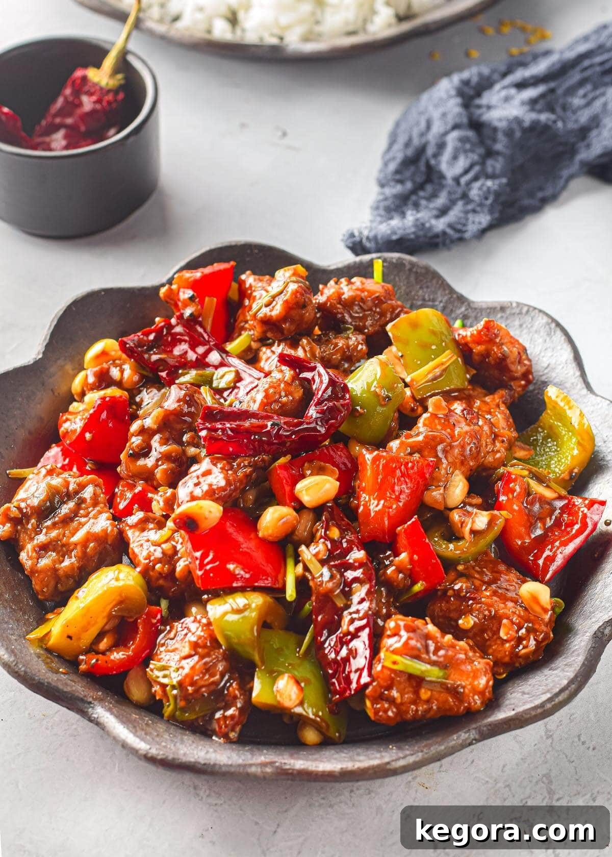 Air Fryer Kung Pao Chicken in bowl