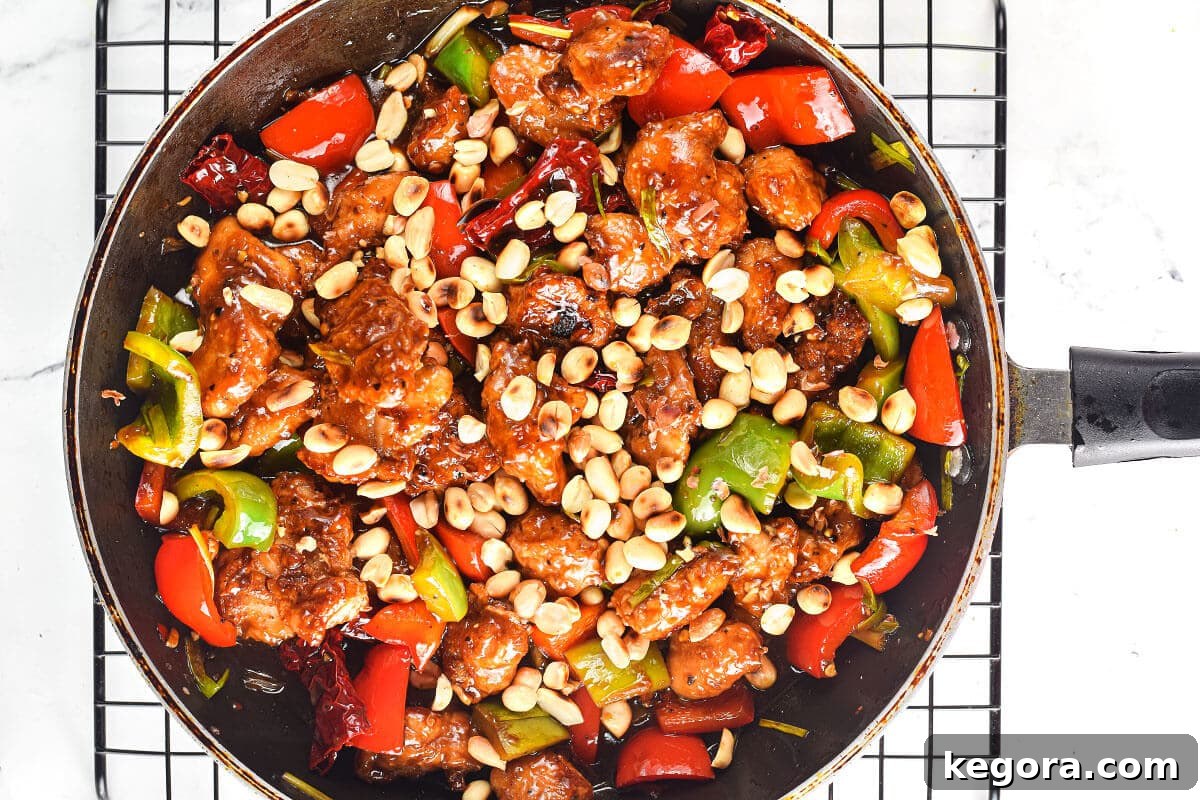 Air Fryer Kung Pao Chicken in skillet