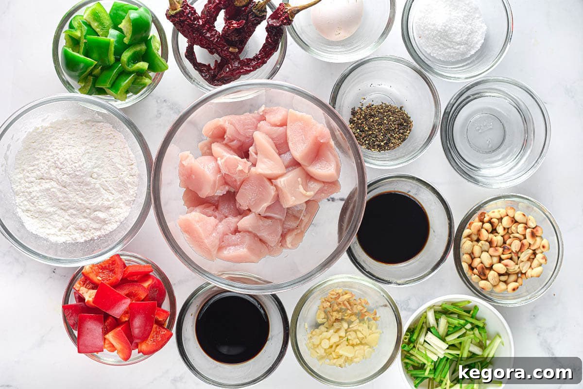 Air Fryer Kung Pao Chicken ingredients shot