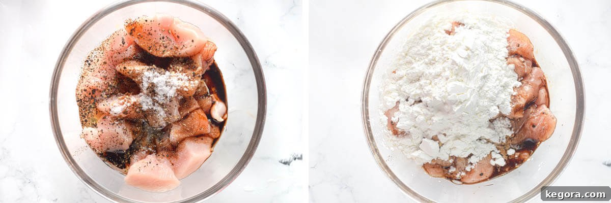 chicken in bowl in marinade ingredients