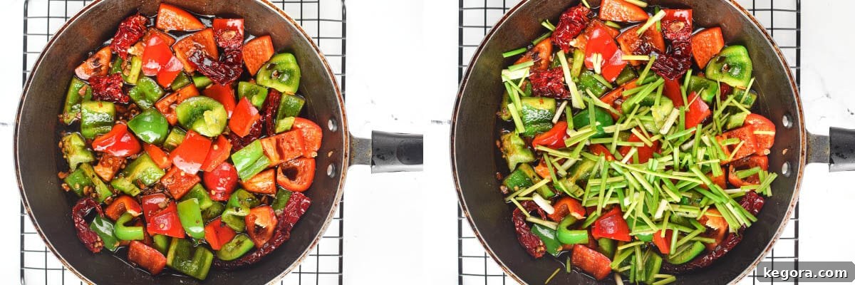 sauce added, scallions added
