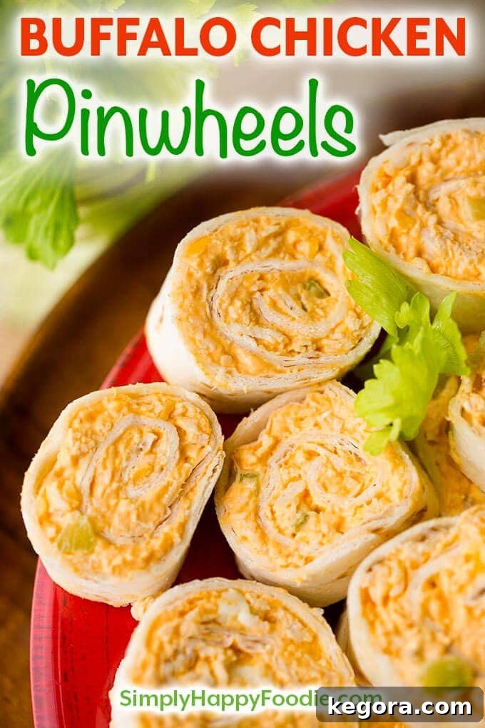 Spicy Buffalo Chicken Swirls 5 Buffalo Chicken Pinwheels on red plate