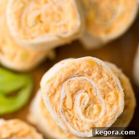 Several Buffalo Chicken Pinwheels on a plate