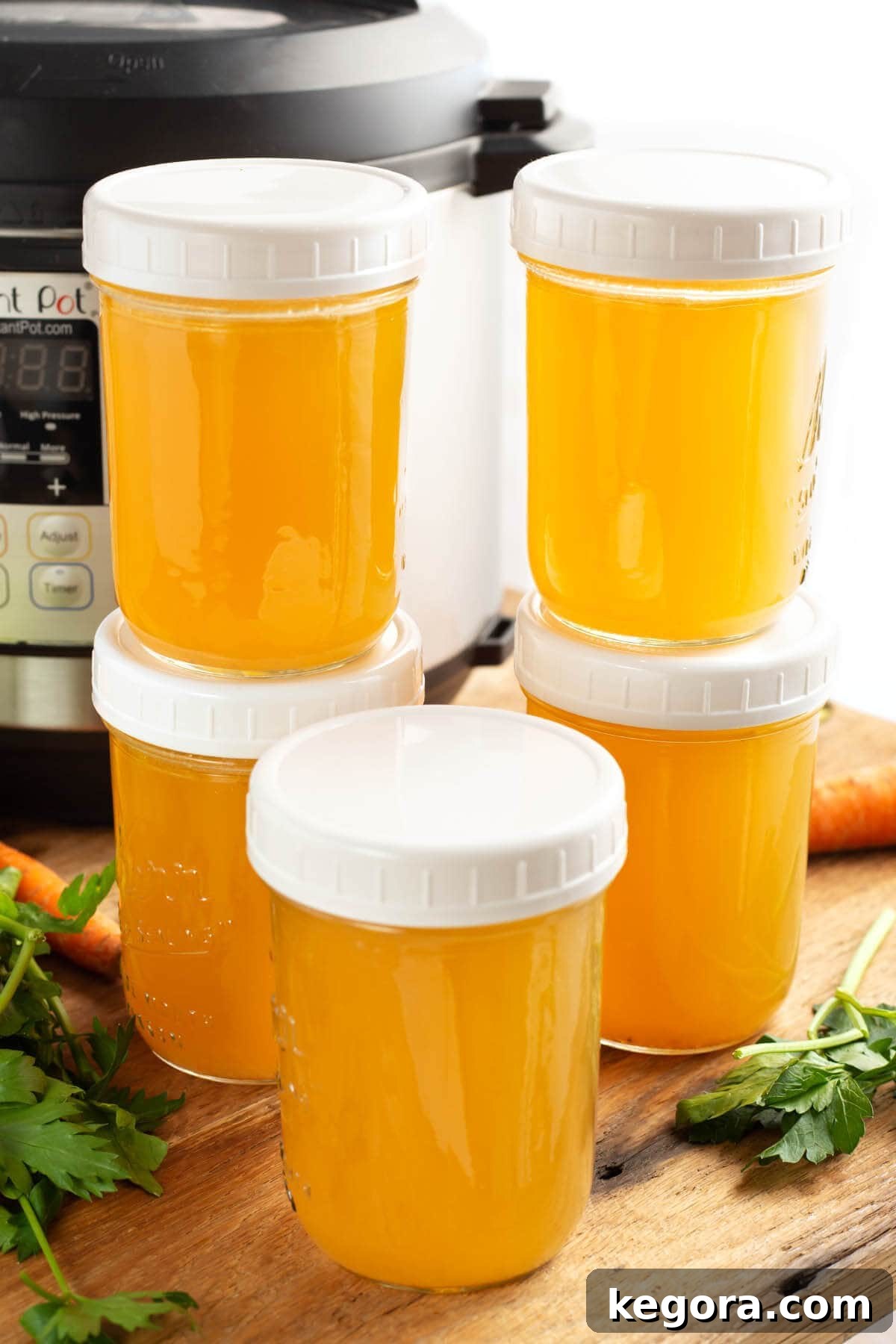 Homemade Instant Pot Chicken Broth 5 chicken broth in jars