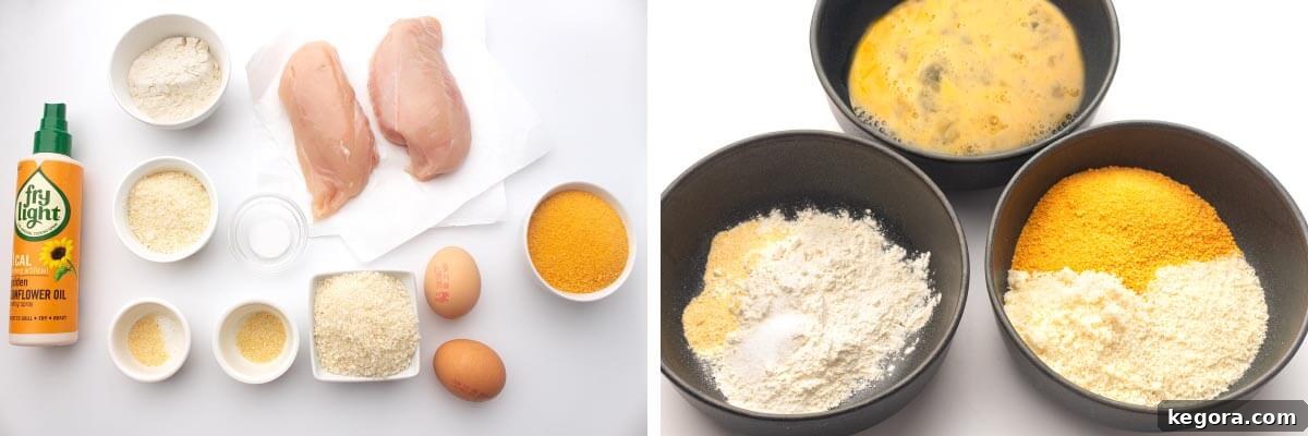 Crispy Air-Fried Nuggets 4 Artful ingredients shot, 3 containers with ingredients