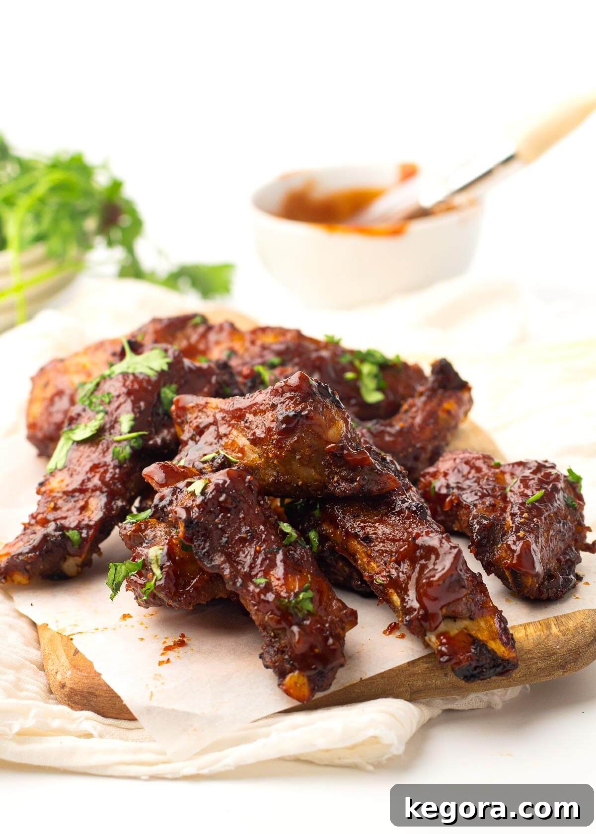 Air Fryer Baby Back Ribs in a pile on paper