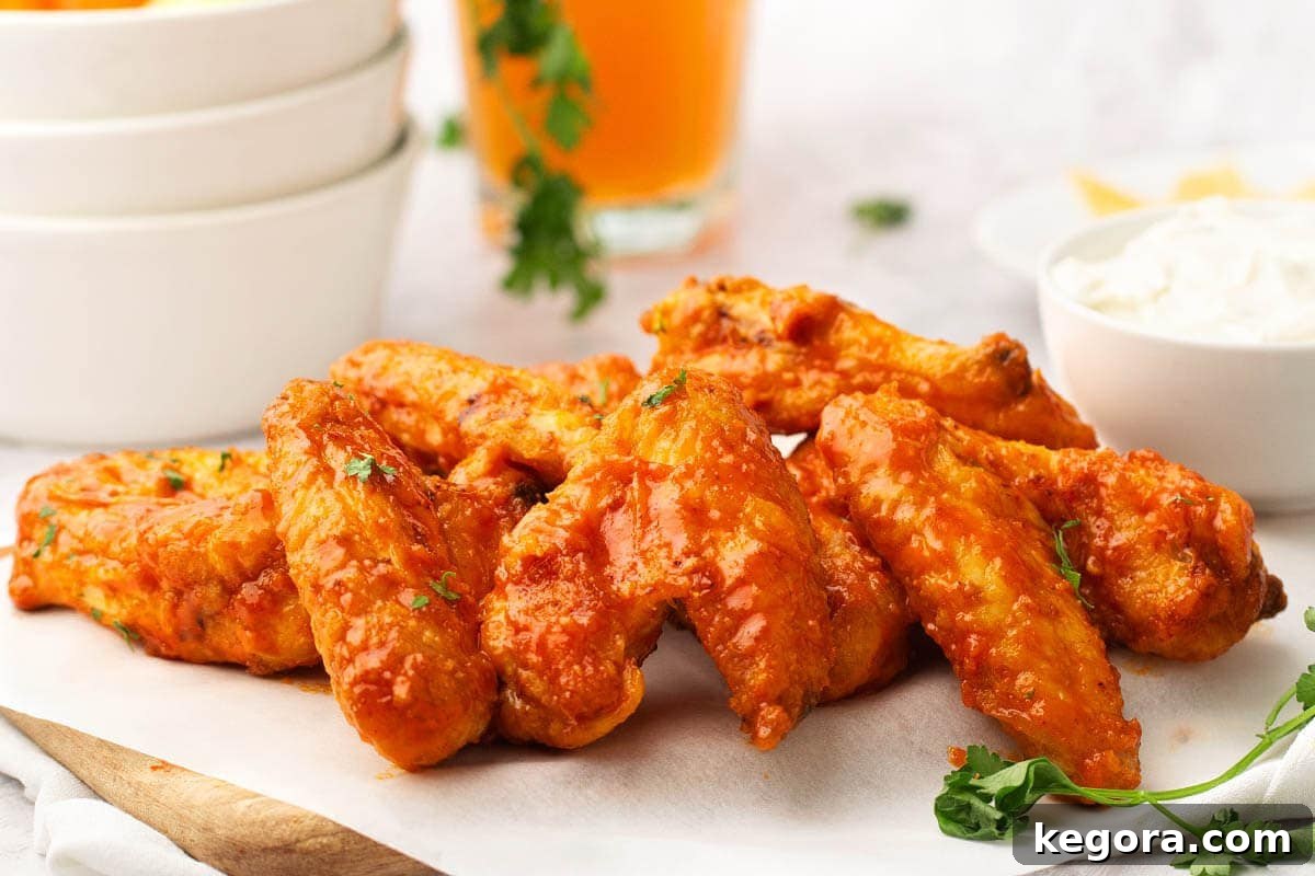Crispy Air Fryer Buffalo Wings 3 Raw Air Fryer Buffalo Chicken Wings laid out on a paper, ready for preparation.