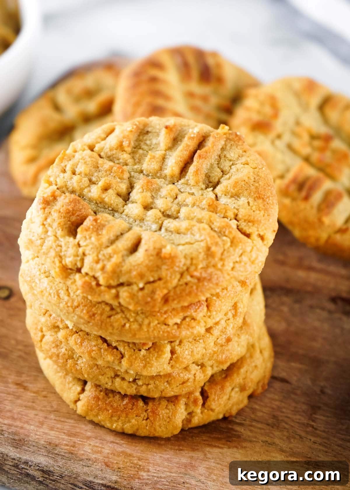 Air Fried Peanut Butter Cookie Delights 7 A tall stack of perfectly baked Air Fryer Peanut Butter Cookies, ready to be enjoyed