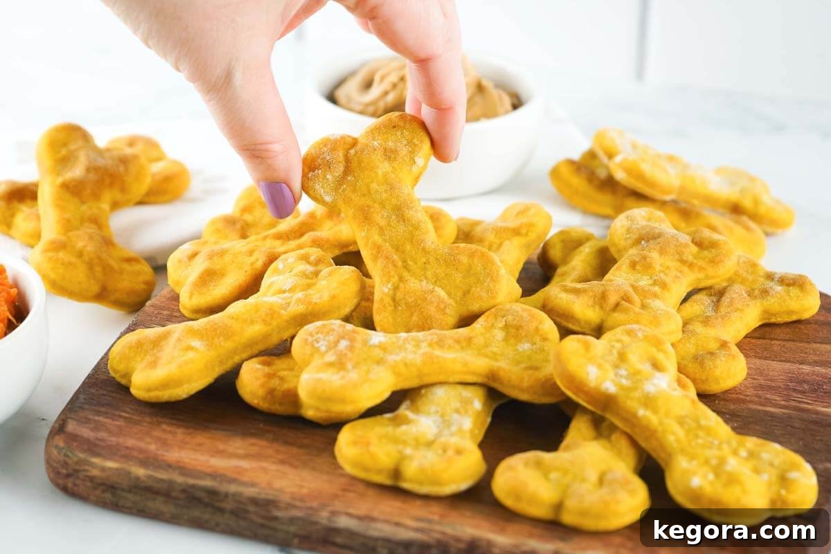 Easy Air Fryer Snacks for Pups 9 Air Fryer Dog Treats on a wooden board, with a human hand holding one treat