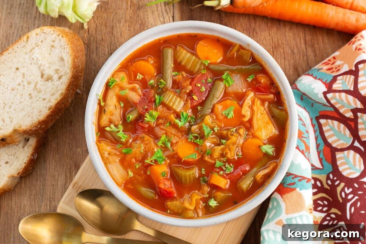 Hearty Instant Pot Cabbage Soup 3 Cabbage Soup in a white bowl