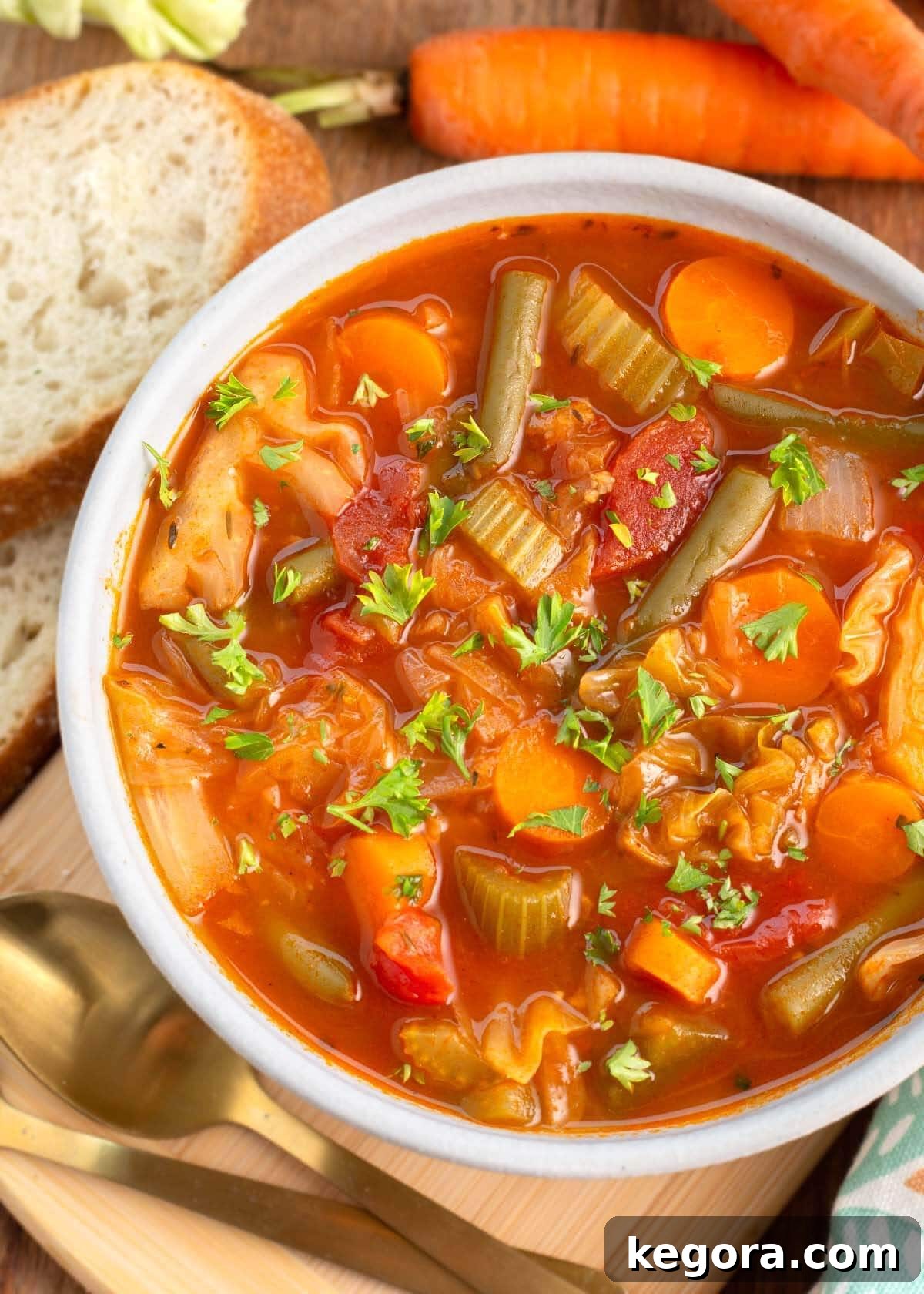 Hearty Instant Pot Cabbage Soup 9 Cabbage Soup in white bowl.