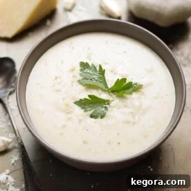 Creamy Garlic Parmesan Sauce in a bowl